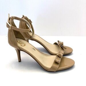 Circus by Sam Edelman Pandora Patent Faux Leather Tan Womens 7M Heel Buckle Bow